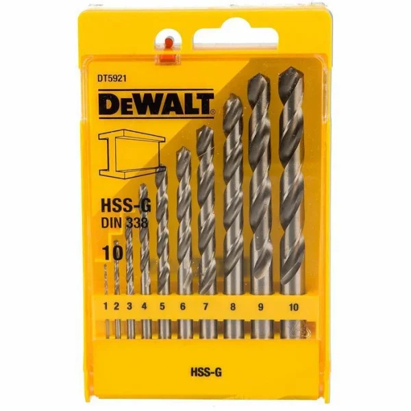 DeWalt Bohrer DT5921, 10-teiliges Set, HSS-G DIN 338, Metallbohrer 1