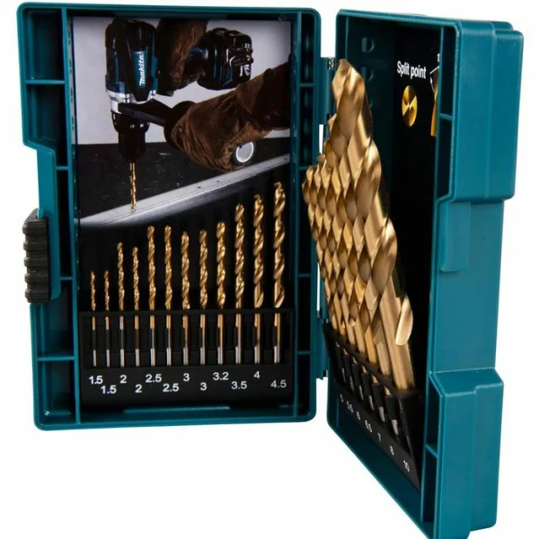 Makita Bohrer HSS TiN, B-67795, 19-teiliges Set, 1,5-10 Mm, HSS-Metallbohrer 3
