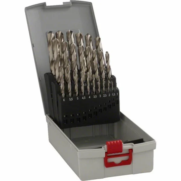 Bosch Bohrer ProBox HSS-G, 2608587017, 25-teiliges Set, Geschliffen, Metallbohrer 135° 1