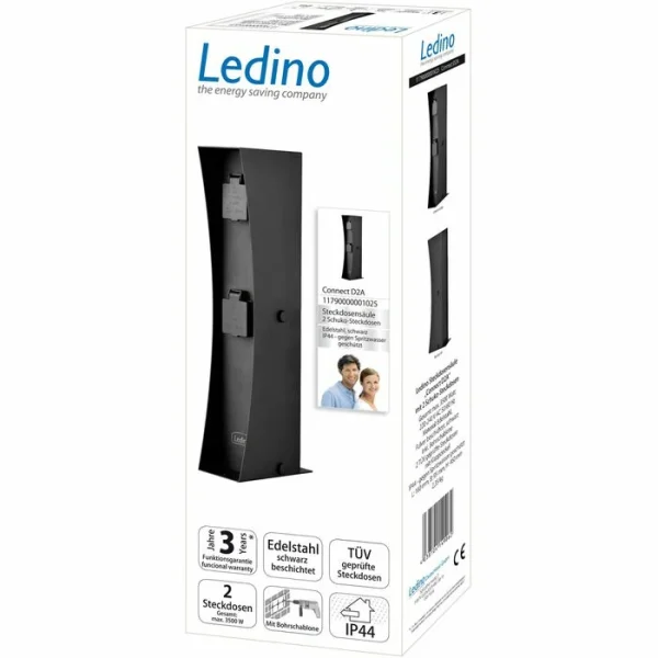Ledino Gartensteckdose Connect D2A, 2-fach, Edelstahl, Anthrazit 4