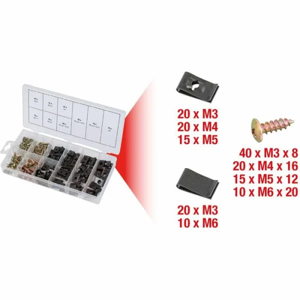 Ks Tools KS-Tools Schraubenset 970.0530, 4 Schraubengrößen & Karosseriemuttern, 170-teilig 4