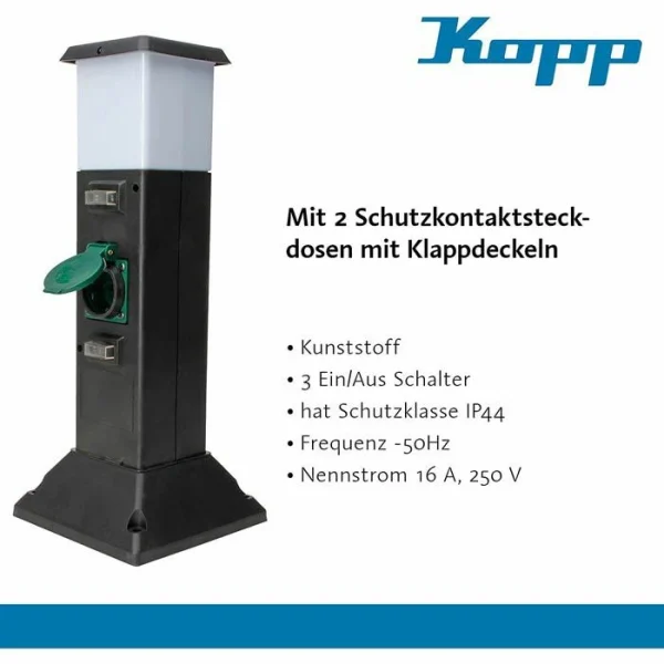 Gartensteckdose Kopp 2-fach, Mit Licht, E14-Sockel 5