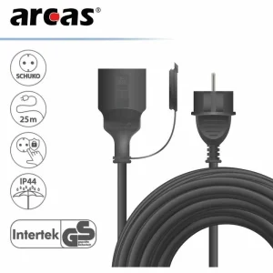 Arcas Strom-Verlängerungskabel, 25m, Schutzkontakt, Außen IP44, Schwarz 10