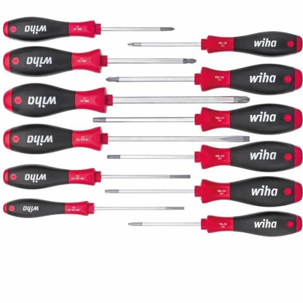 Wiha Schraubendreher-Set SoftFinish, 302HK12, 12-teilig, Schlitz, Kreuzschlitz, Torx 1