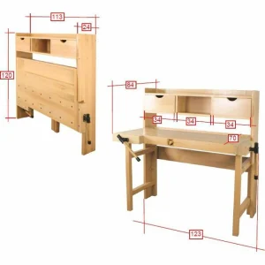 Holzmann Hobelbank WB123A, Aus Holz, 123 X 120 X 24-84cm, Mit 2 Schubladen & 2 Ablagen 12