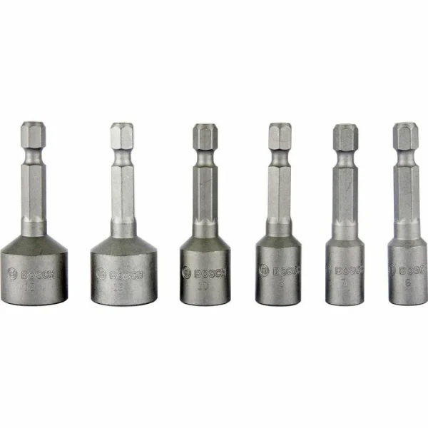 Bosch Steckschlüssel 2608551079, 6-teilig, 6 – 13mm Schlüsselweite – 50mm Länge, 1/4 Zoll 1