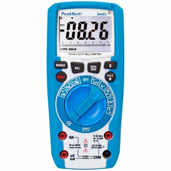 PeakTech Multimeter P 3443 RMS Digital, 1000 V, 10 A, CAT IV, Temperatur, IP67 1
