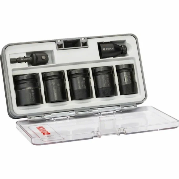 Bosch Steckschlüssel 2608551029, 7-teilig, 13 – 24mm Schlüsselweite – 39mm Länge, 1/2 Zoll 1