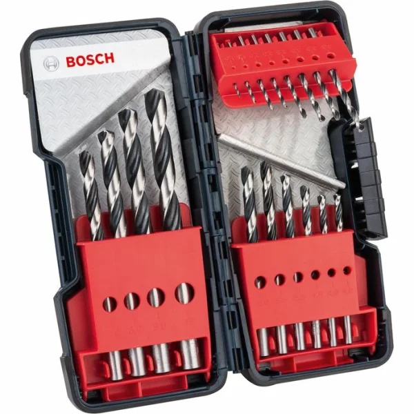 Bosch Bohrer PointTeQ ToughBox, 2608577350, 18-teiliges Set, 1-10mm, HSS DIN 338 Metallbohrer 3