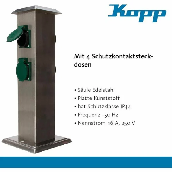 Gartensteckdose Kopp 4-fach, Metall 5