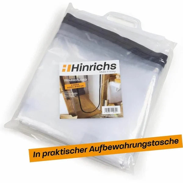 Hinrichs Staubschutztür Aus Folie, 2er Set, 220 X 120cm, Transparent, Mit U Reißverschluss 5