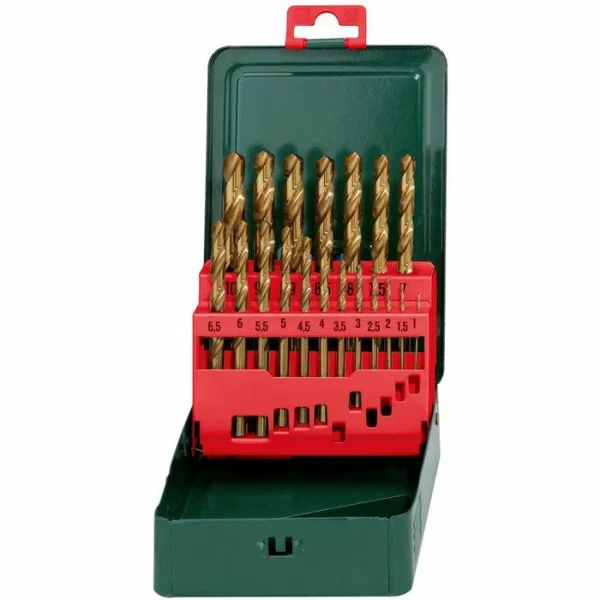 Metabo Bohrer HSS-TIN Bohrerkassette SP, 627156000, 19-teiliges Set, HSS-TIN Metallbohrer 1