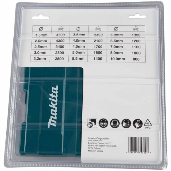 Makita Bohrer HSS TiN, B-67795, 19-teiliges Set, 1,5-10 Mm, HSS-Metallbohrer 5