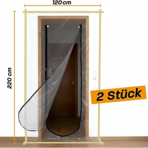 Hinrichs Staubschutztür Aus Folie, 2er Set, 220 X 120cm, Transparent, Mit U Reißverschluss 16