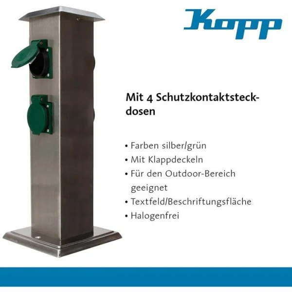 Gartensteckdose Kopp 4-fach, Metall 3
