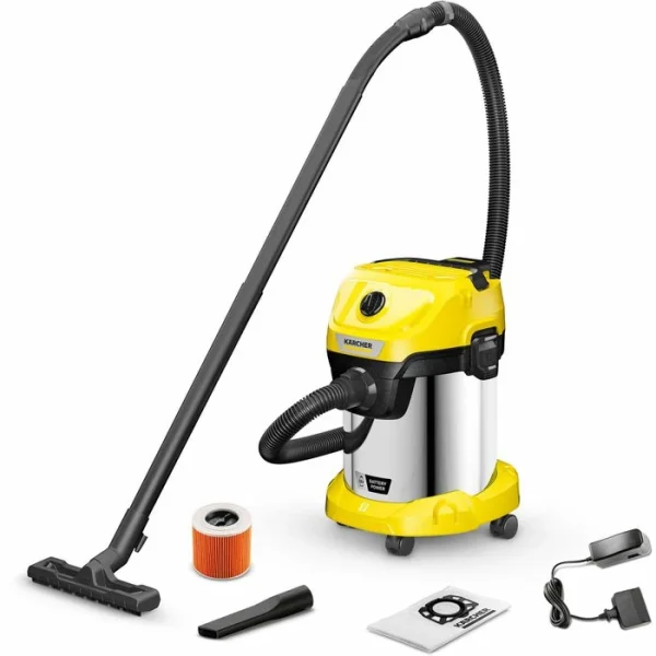 Kärcher Nass-Trockensauger WD 3-18 S Battery Set, 17 Liter, Akku 18V / 5Ah, Edelstahlbehälter 1