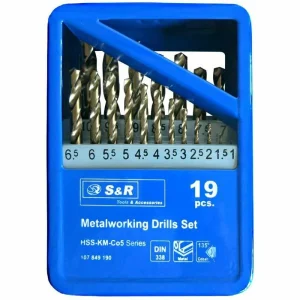 S&R Bohrer KM-Serie, 107849190, 19-teiliges Set, HSS-CO DIN 338, Metallbohrer 10
