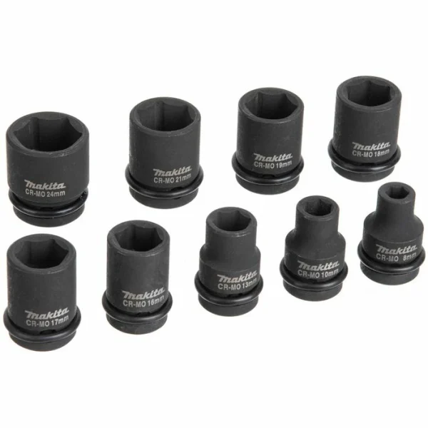 Makita Steckschlüssel D-41517, 9-teilig, 8 – 24mm Schlüsselweite – 38mm Länge, 1/2 Zoll 3