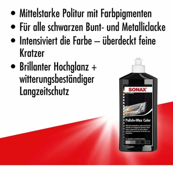 Sonax Autopolitur Polish & Wax Color, Schwarz, 02961000, 500 Ml 4