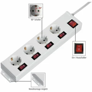 Hama Steckdosenleiste 00223121, 4-fach, Einzeln Schaltbar, Weiß 11
