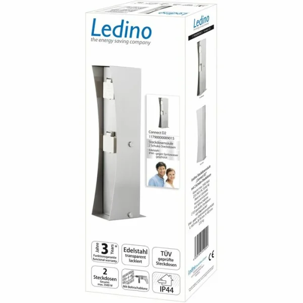Ledino Gartensteckdose Connect D2A, 2-fach, Edelstahl 4
