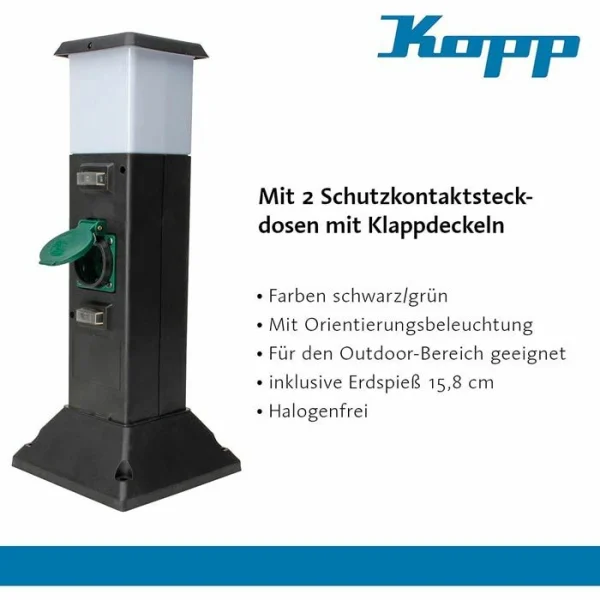 Gartensteckdose Kopp 2-fach, Mit Licht, E14-Sockel 3