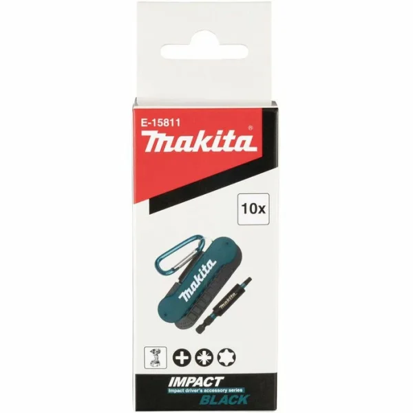 Makita Bitset E-15811, Impact Black, 10-teilig, Kreuz, Torx 4