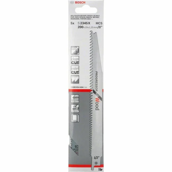 Bosch Säbelsägeblatt S 2345 X, Progressor For Wood, 200mm, Für Holz, 5 Stück 4