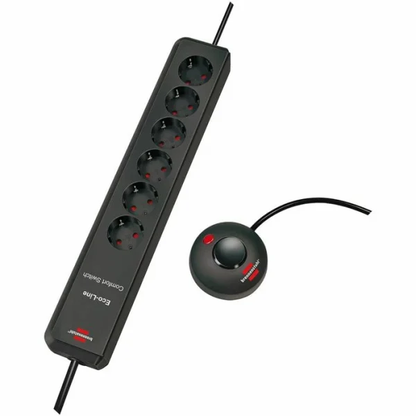 Brennenstuhl Steckdosenleiste Eco-Line Comfort 2m, 6-fach, Fußschalter, Schwarz 1