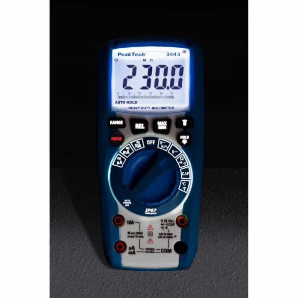 PeakTech Multimeter P 3443 RMS Digital, 1000 V, 10 A, CAT IV, Temperatur, IP67 4