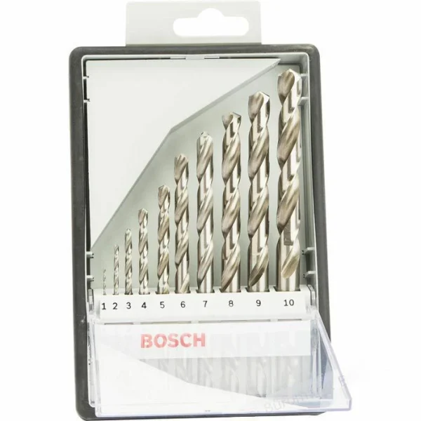 Bosch Bohrer Robust Line, 2607010535, 10-teiliges Set, 1-10mm, HSS-G DIN338 Metallbohrer 1