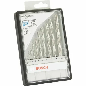 Bosch Bohrer Robust Line, 2607010535, 10-teiliges Set, 1-10mm, HSS-G DIN338 Metallbohrer 6