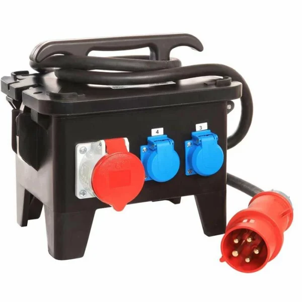 AS SCHWABE As-Schwabe Stromverteiler M4 32 A, Außen, IP44, 3 X CEE, 3 X Schutzkontakt, FI + LS 1