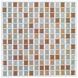 Infactory Fliesensticker:Selbstklebende 3D-Mosaik-Fliesenaufkleber “Bronze”, 26×26 Cm, 15er-Set 12