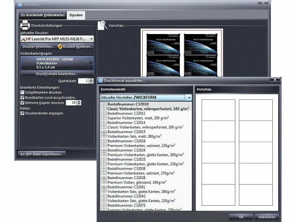 Markt+Technik MUT Druckvorlage Software:Visitenkarten-Druckerei 8.5 Gold Edition 7