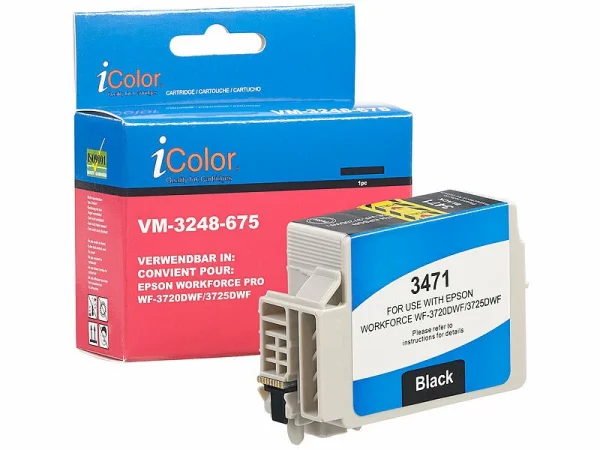 IColor Tintenpatrone Für Epson-Drucker (ersetzt T3471 / 34XL), Schwarz, 22 Ml 1