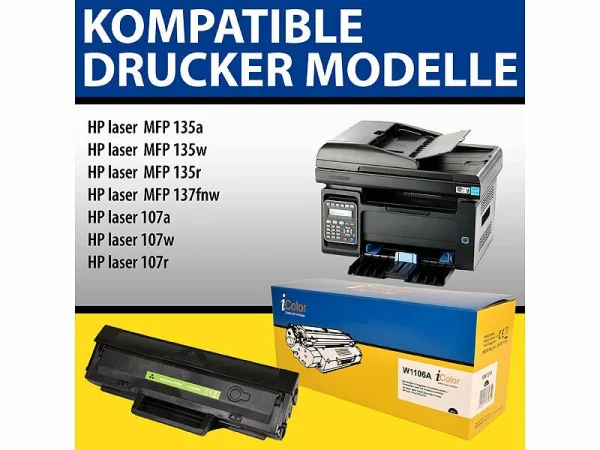IColor Kompatibler Toner Für HP Laser MFP135a/w/r, HP Laser 107a/w/r, Schwarz 5